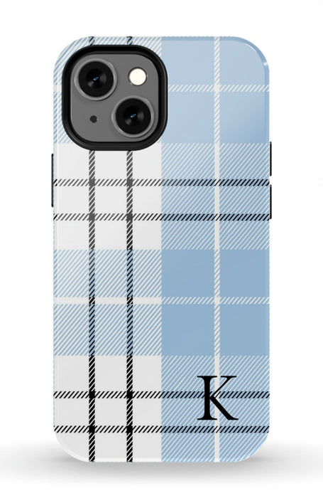 Blue Plaid Initial iPhone Case