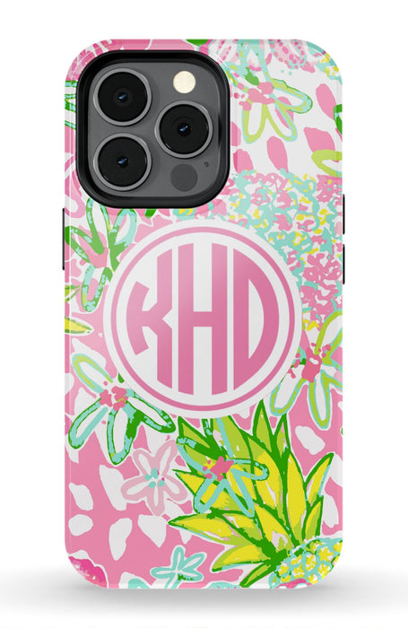 Pink Preppy Pineapple iPhone Case