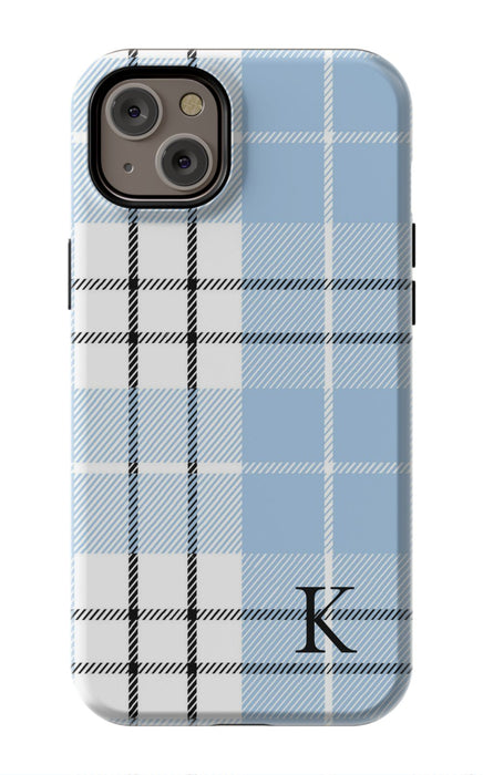 Blue Plaid Initial iPhone Case