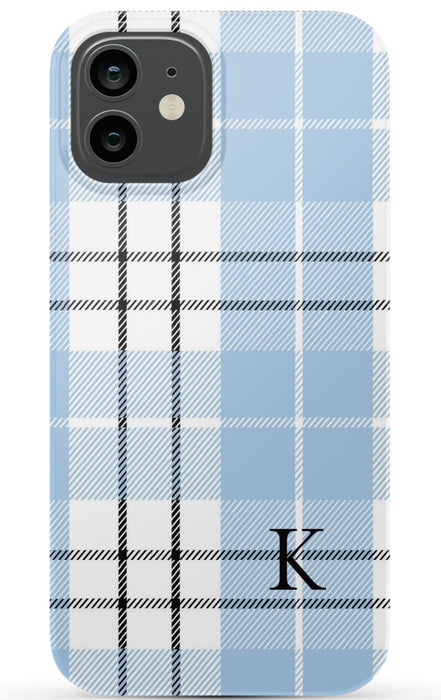 Blue Plaid Initial iPhone Case