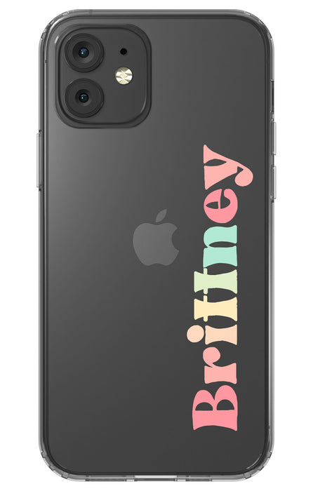 Retro Pastels Name iPhone Case - Clear