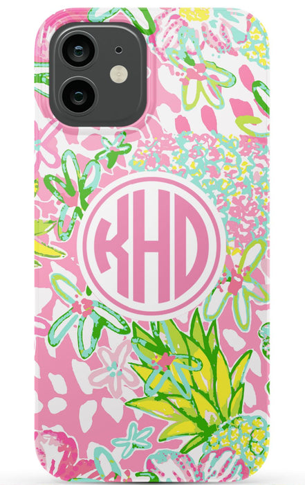 Pink Preppy Pineapple iPhone Case