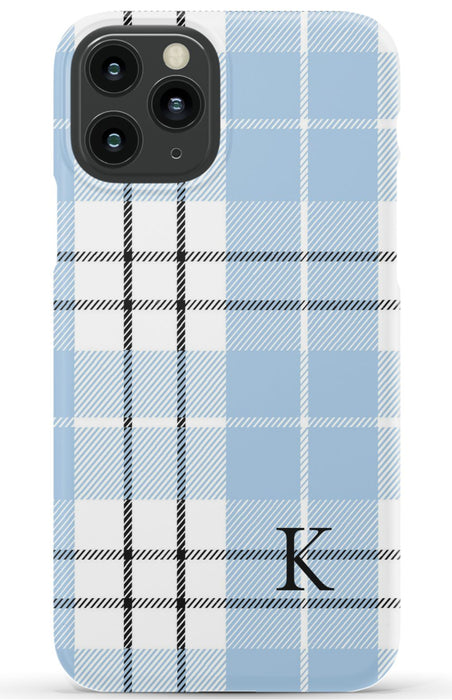 Blue Plaid Initial iPhone Case