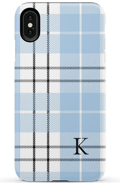 Blue Plaid Initial iPhone Case