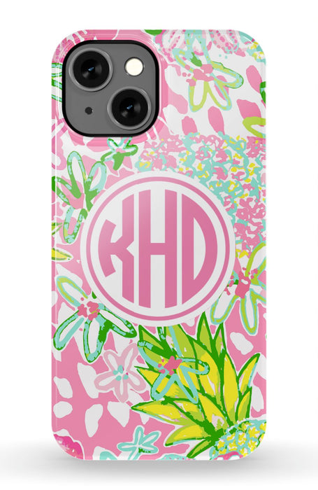 Pink Preppy Pineapple iPhone Case
