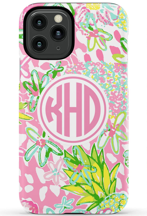 Pink Preppy Pineapple iPhone Case