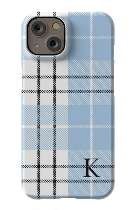 Blue Plaid Initial iPhone Case