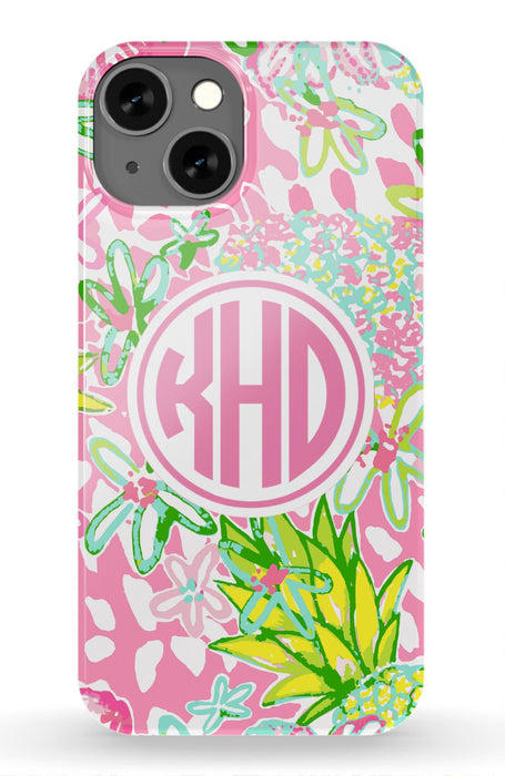 Pink Preppy Pineapple iPhone Case