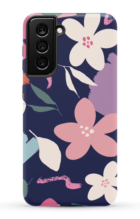 Navy Floral Samsung Phone Case