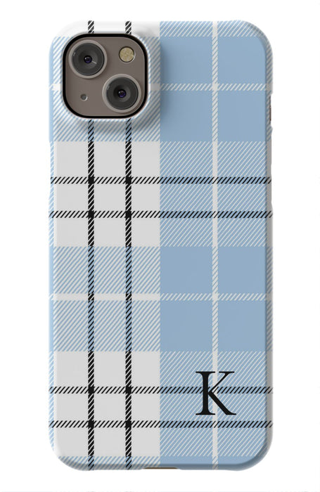 Blue Plaid Initial iPhone Case