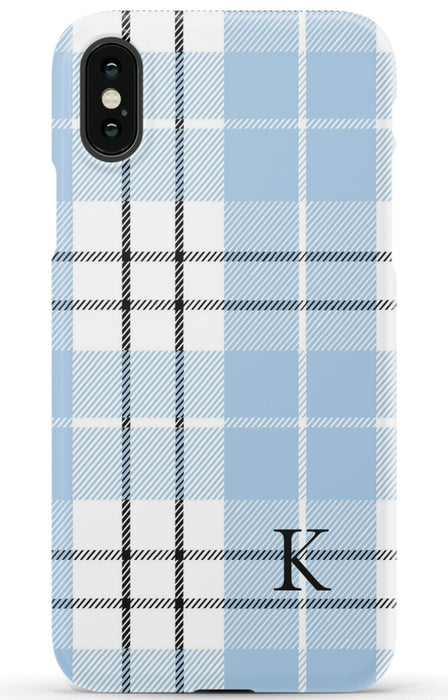 Blue Plaid Initial iPhone Case