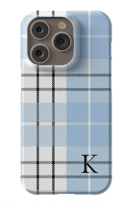 Blue Plaid Initial iPhone Case