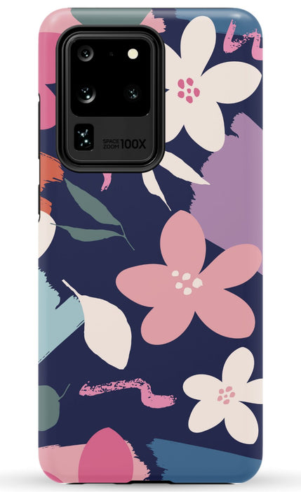 Navy Floral Samsung Phone Case