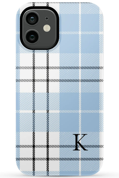 Blue Plaid Initial iPhone Case