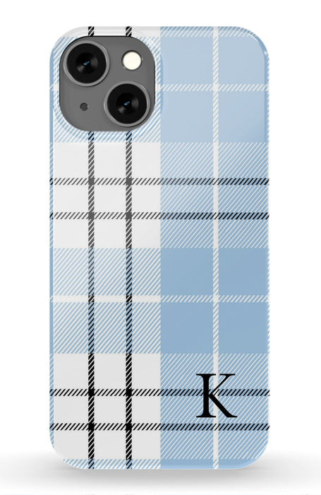 Blue Plaid Initial iPhone Case