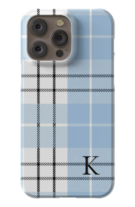 Blue Plaid Initial iPhone Case