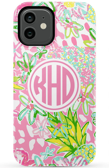 Pink Preppy Pineapple iPhone Case