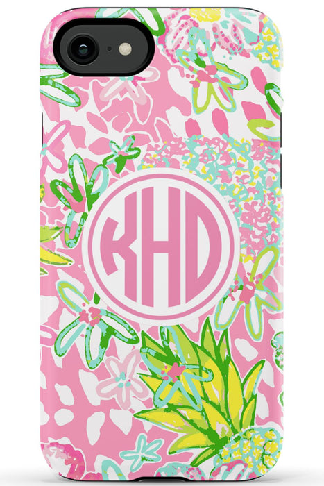 Pink Preppy Pineapple iPhone Case