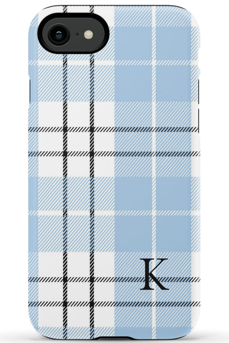 Blue Plaid Initial iPhone Case