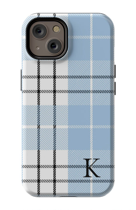 Blue Plaid Initial iPhone Case
