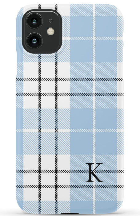 Blue Plaid Initial iPhone Case