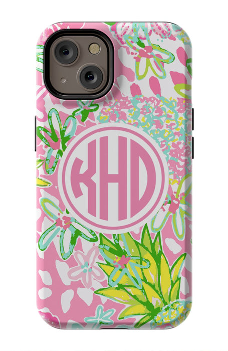 Pink Preppy Pineapple iPhone Case