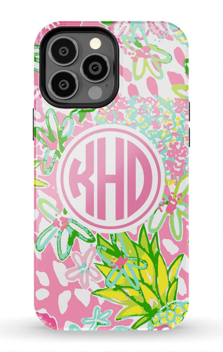 Pink Preppy Pineapple iPhone Case