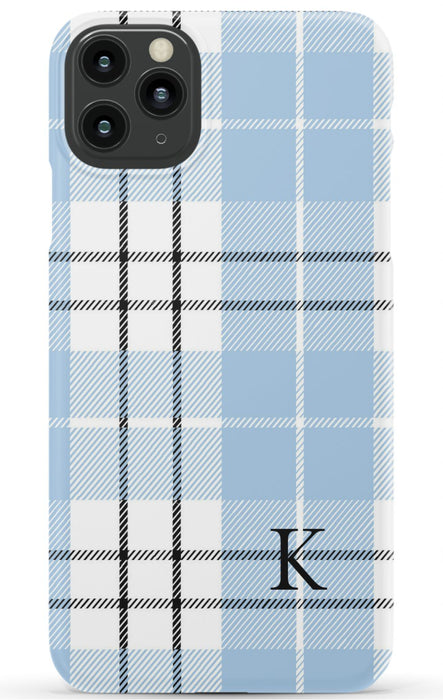 Blue Plaid Initial iPhone Case