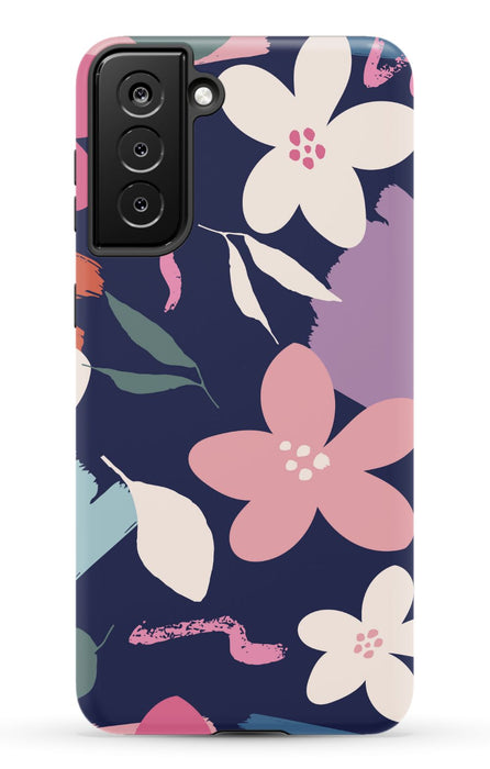 Navy Floral Samsung Phone Case