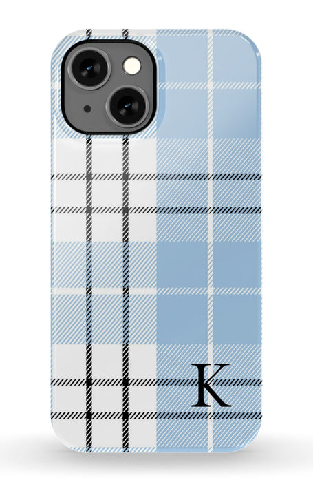 Blue Plaid Initial iPhone Case