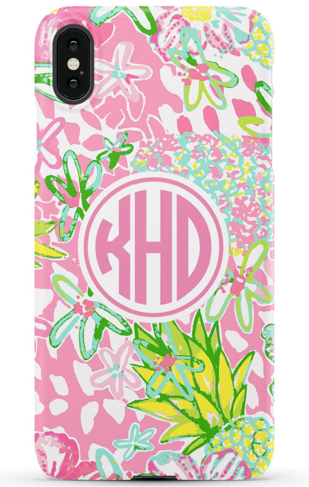 Pink Preppy Pineapple iPhone Case