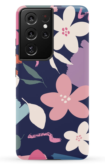 Navy Floral Samsung Phone Case