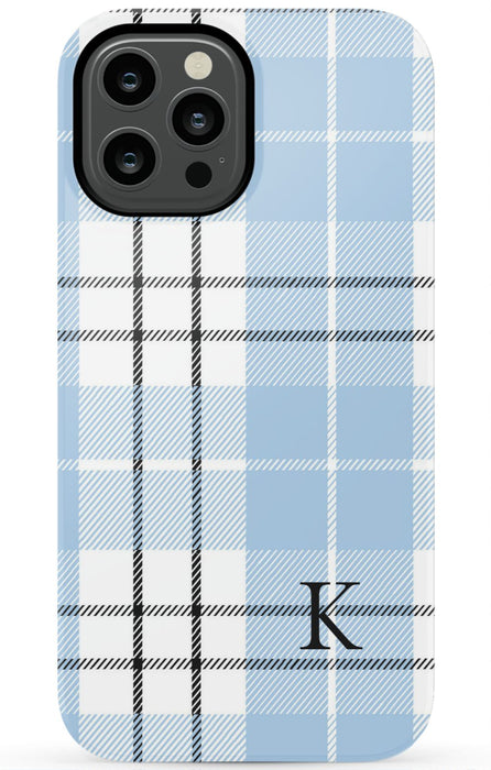 Blue Plaid Initial iPhone Case